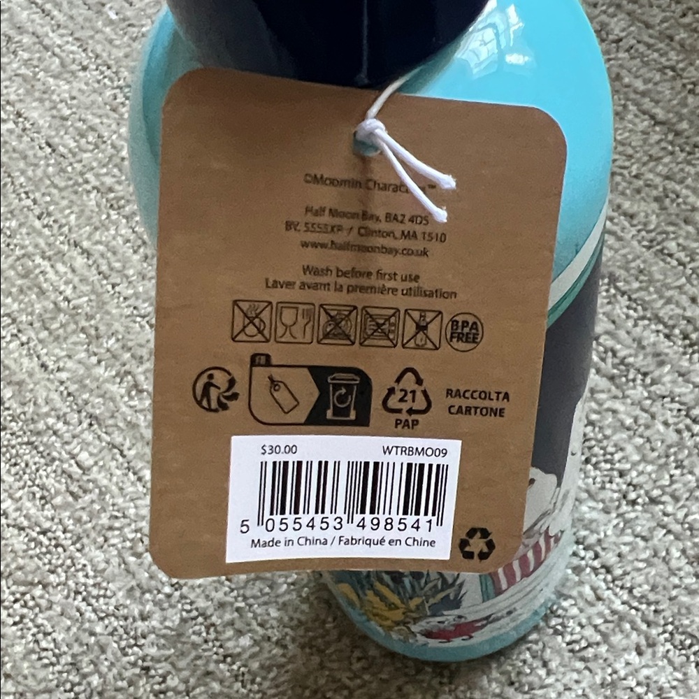 Moomin Light Blue Character Stainless Water Bottle - Picture 8 of 8